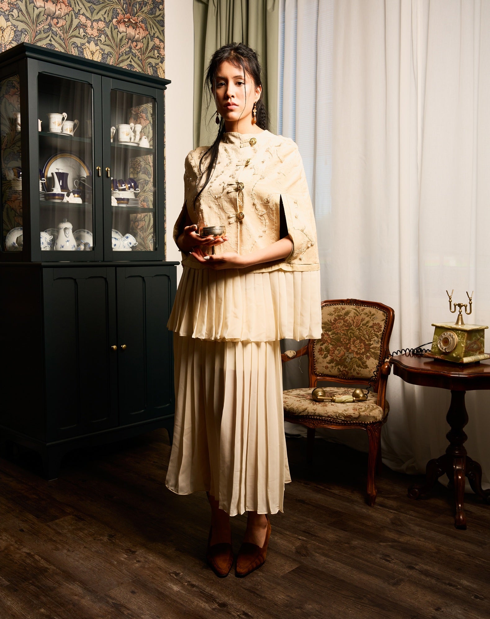 The Ceylan Silk Chiffon Pleated Skirt