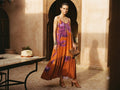 Floral Silk Maxi Dress – Orange &amp; Purple