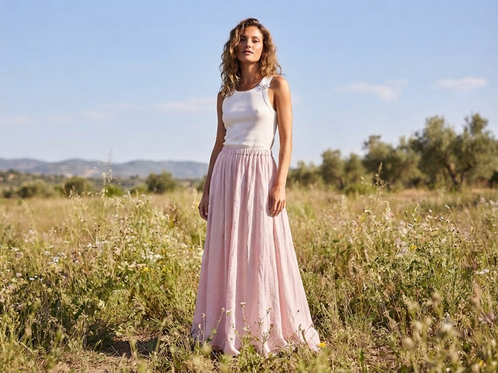 Leinen maxi rock